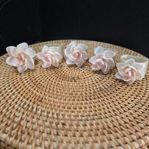 70s Costal Capiz Shell Flower Napkin Rings Set of 5